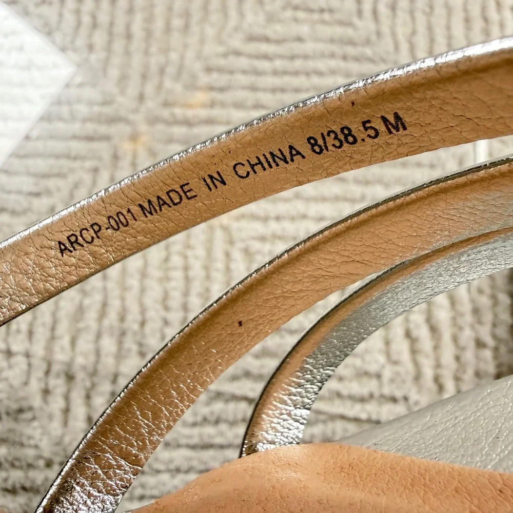 Chinese Laundry Platform Sandals Womens 8 Silver Block ARCP-001 Glam Y2K Party